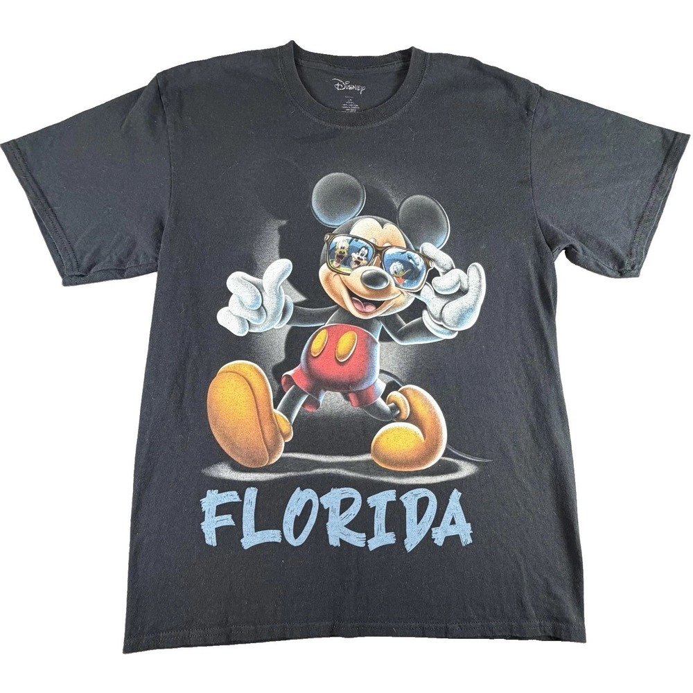 Disney Shirt Mens Large Black Mickey Mouse Florida Graphic Tee Tagless